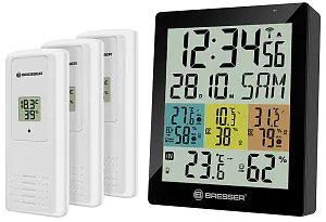 Метеостанция Bresser Temeo Hygro Quadro DLX с тремя датчиками, черная, изображение 1