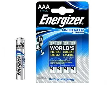Элемент питания Energizer Ultimate AAA LR03/FR03 (4 шт.), литиевый