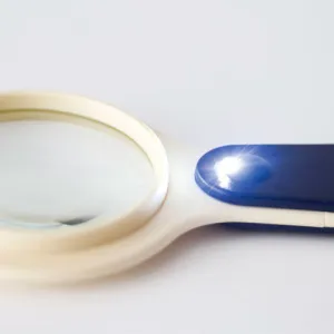 Лупа STAFF ручная 4х, 60 мм, с подсветкой, сине-бежевая (454126), изображение 2